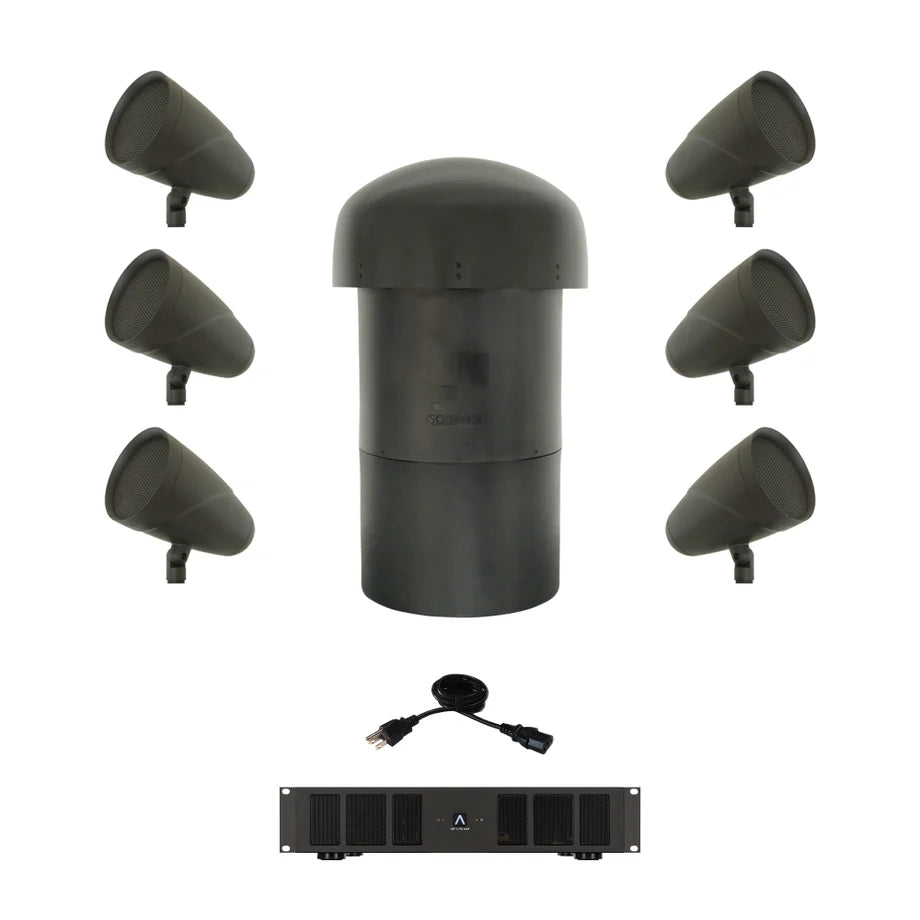 LS6T satellite and LS12T subwoofer 6.1 landscape speaker system with DSP amplifier