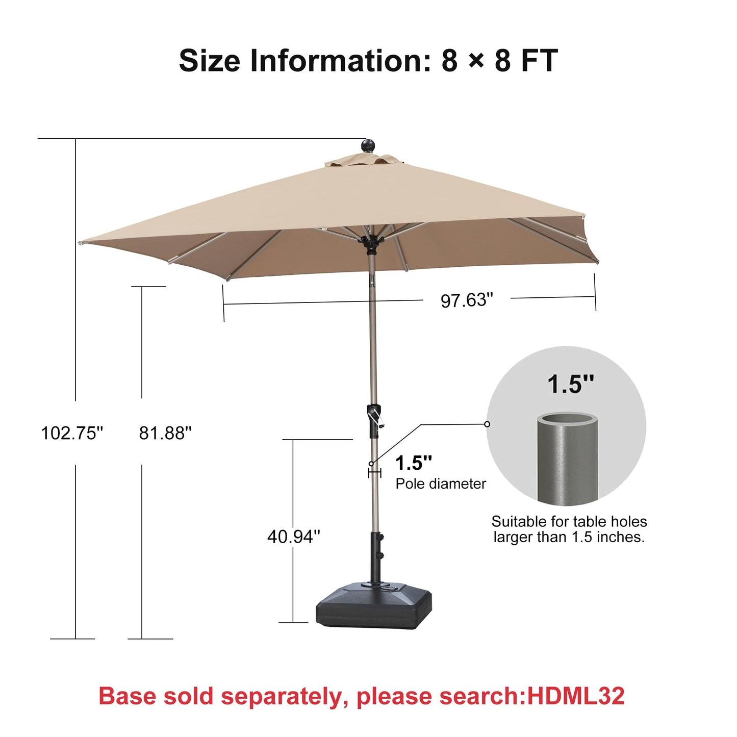 PURPLE LEAF 10' Round Patio Umbrella – Taupe