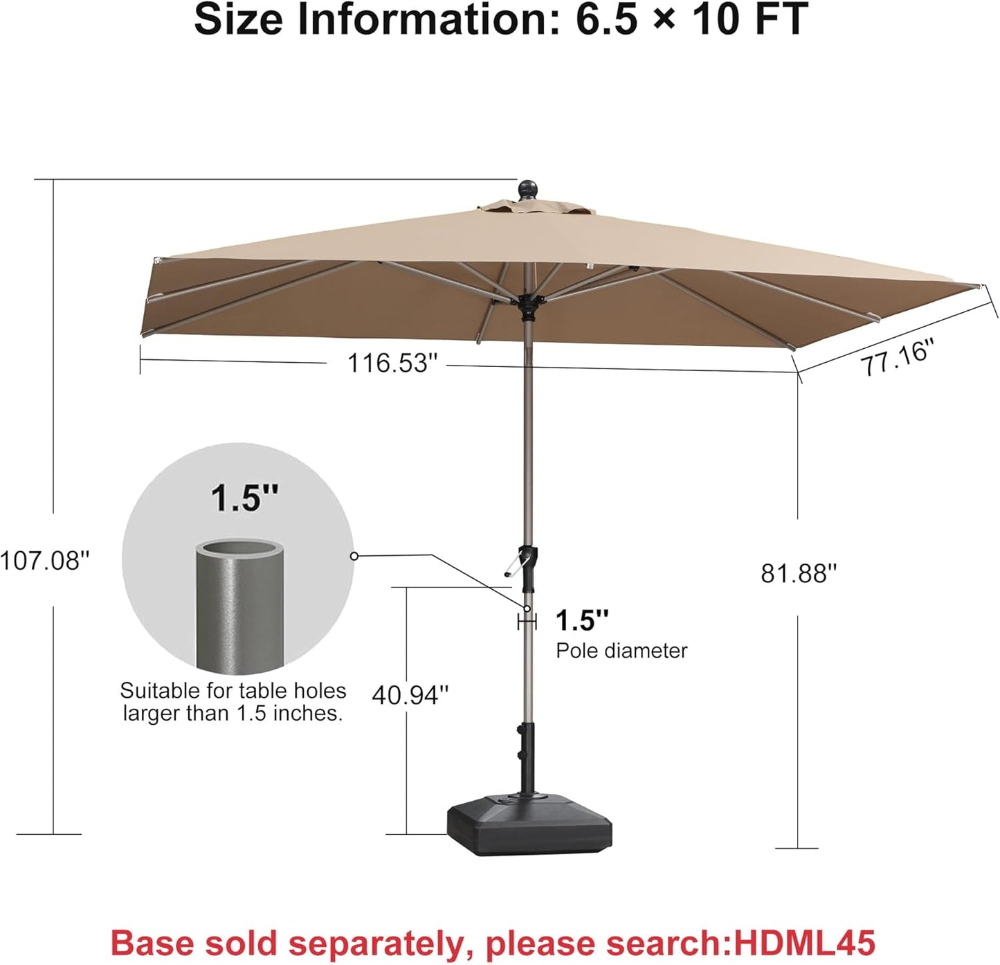 PURPLE LEAF 10' Round Patio Umbrella – Taupe
