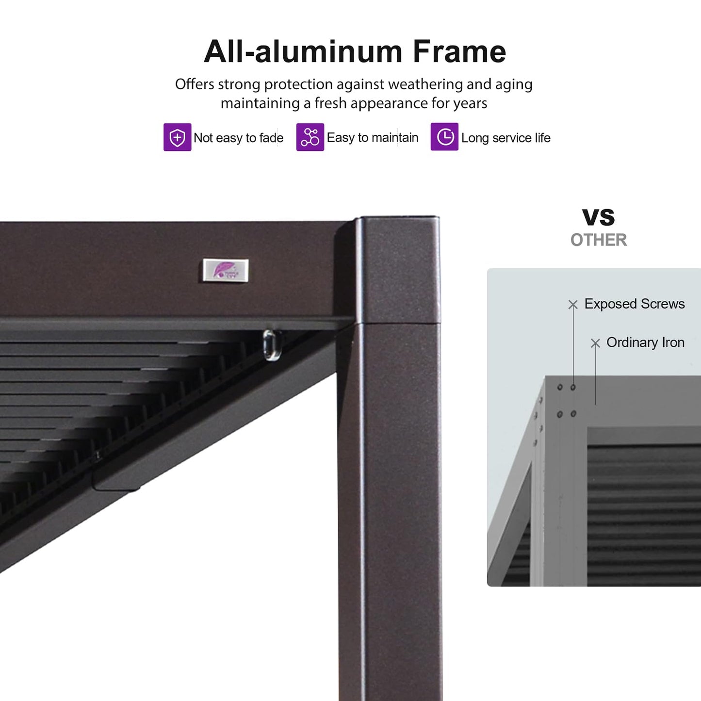 PURPLE LEAF 10' x 10' Louvered Pergola – Bronze