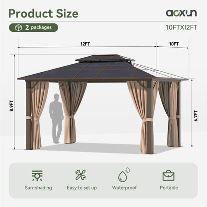 Aoxun 12' x 10' Hardtop Outdoor Gazebo