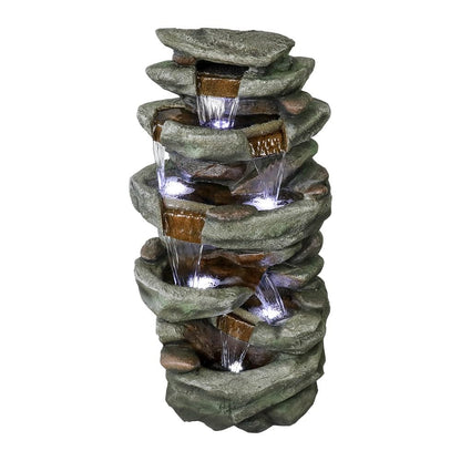 SunJet 6-Tier Outdoor Water Fountain with LED Lights