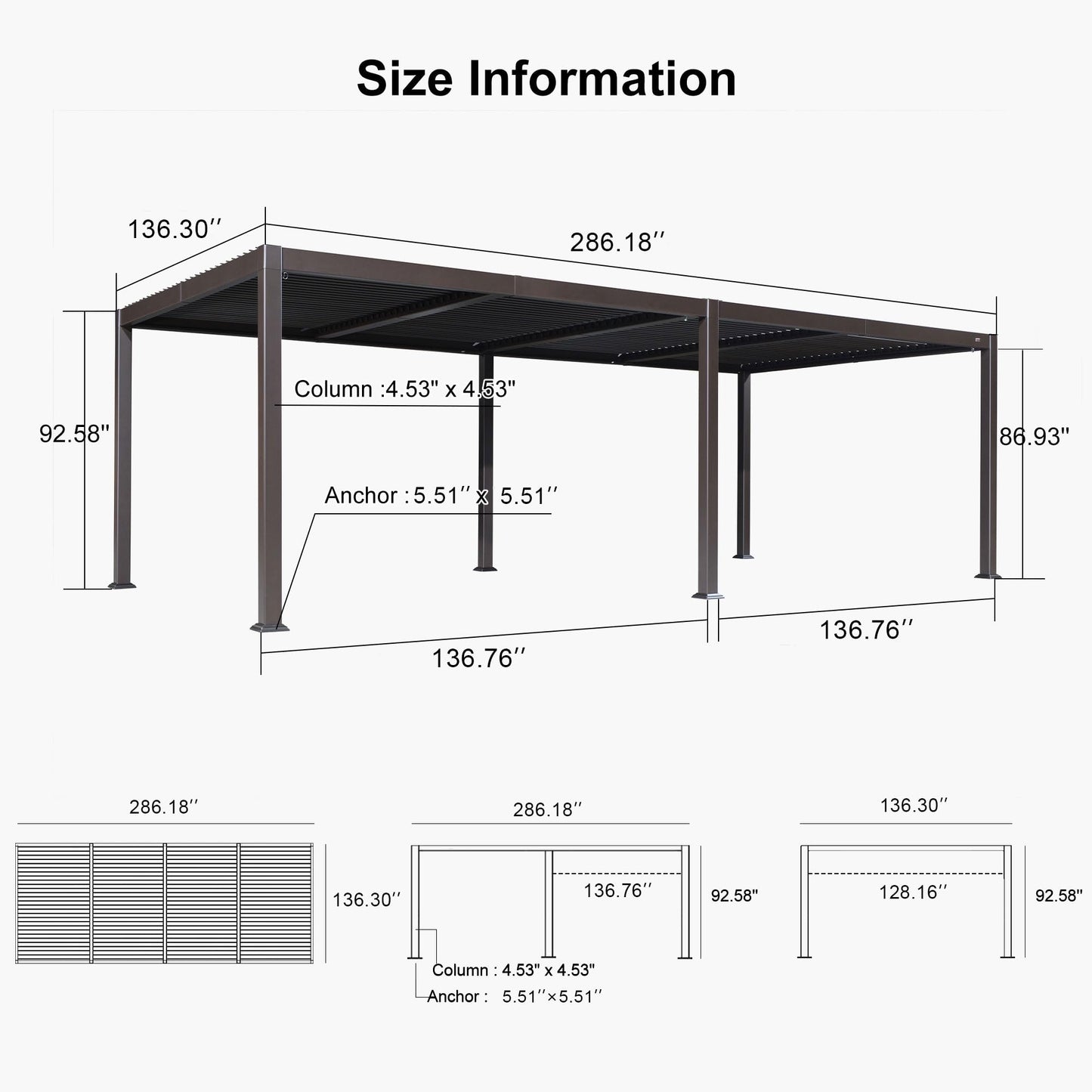 PURPLE LEAF 10' x 10' Louvered Pergola – Bronze