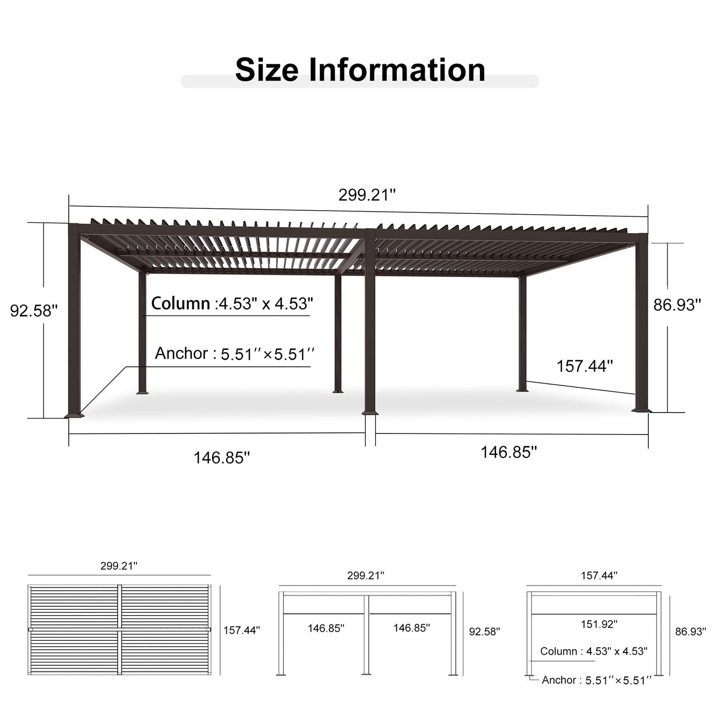 PURPLE LEAF 10' x 10' Louvered Pergola – Bronze