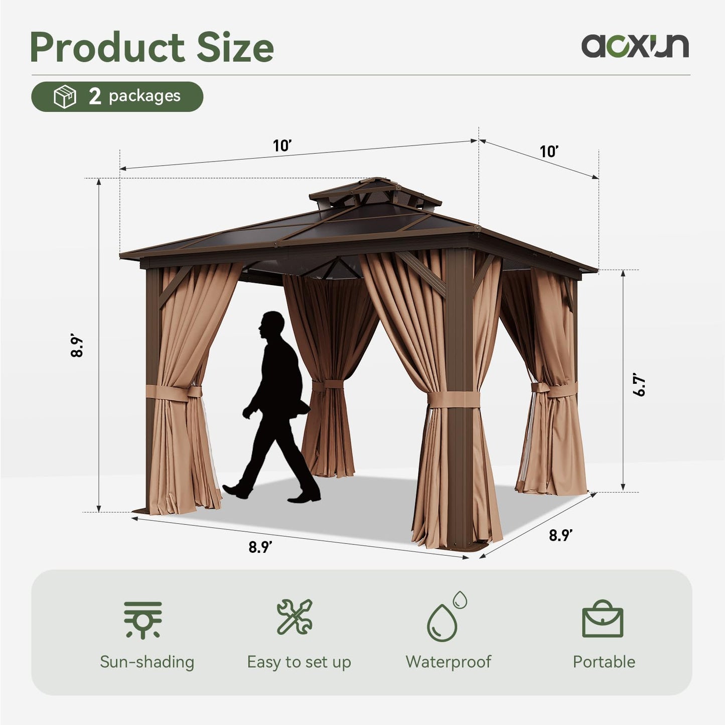 Aoxun 12' x 10' Hardtop Outdoor Gazebo
