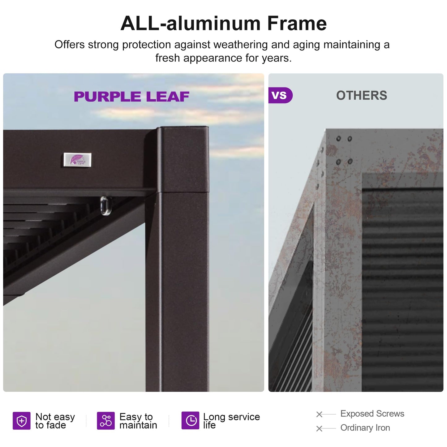 PURPLE LEAF 10' x 10' Louvered Pergola – Bronze