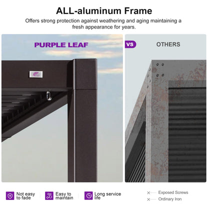 PURPLE LEAF 10' x 10' Louvered Pergola – Bronze