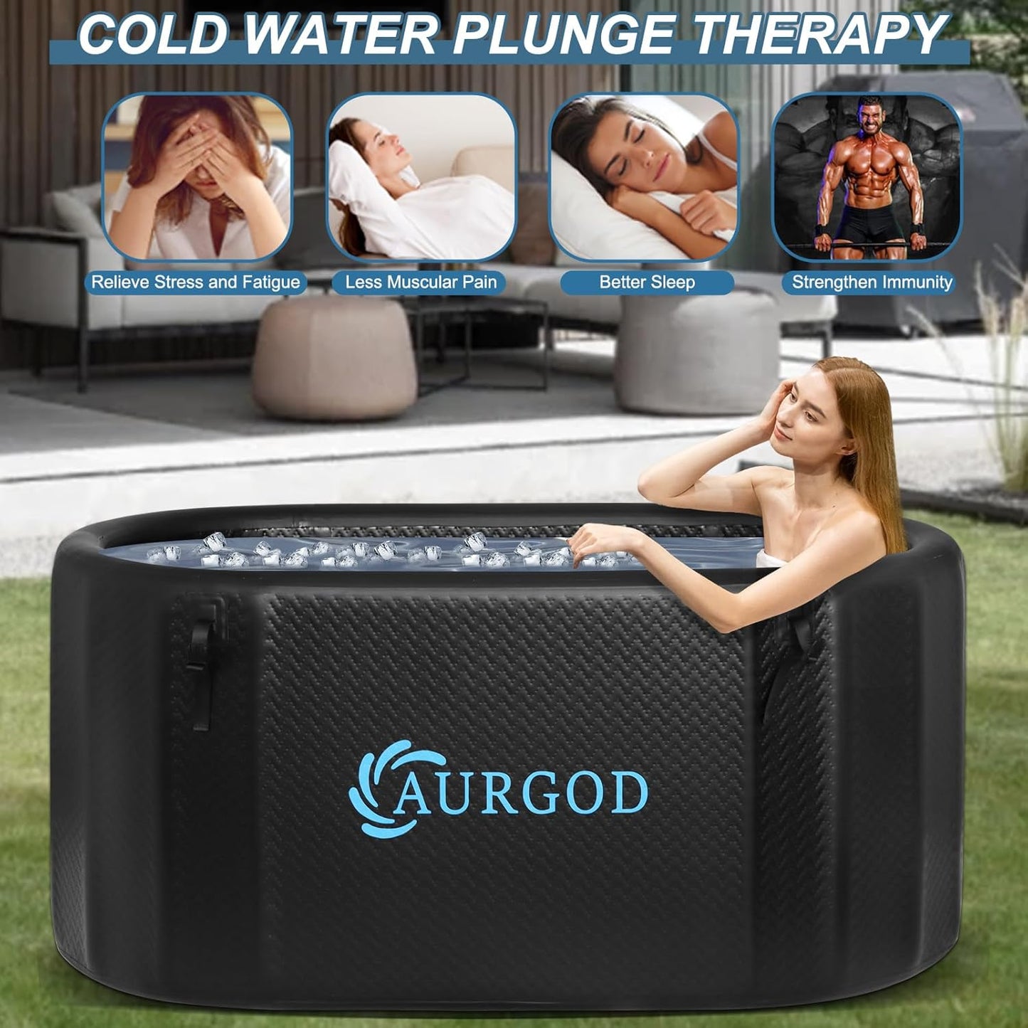AURGOD Inflatable Cold Plunge Tub – 238 Gallon