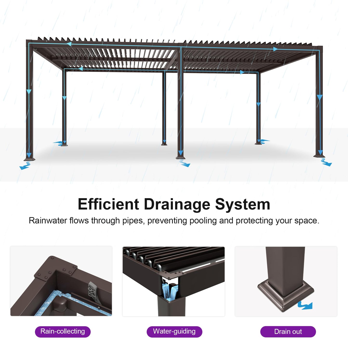 PURPLE LEAF 10' x 10' Louvered Pergola – Bronze