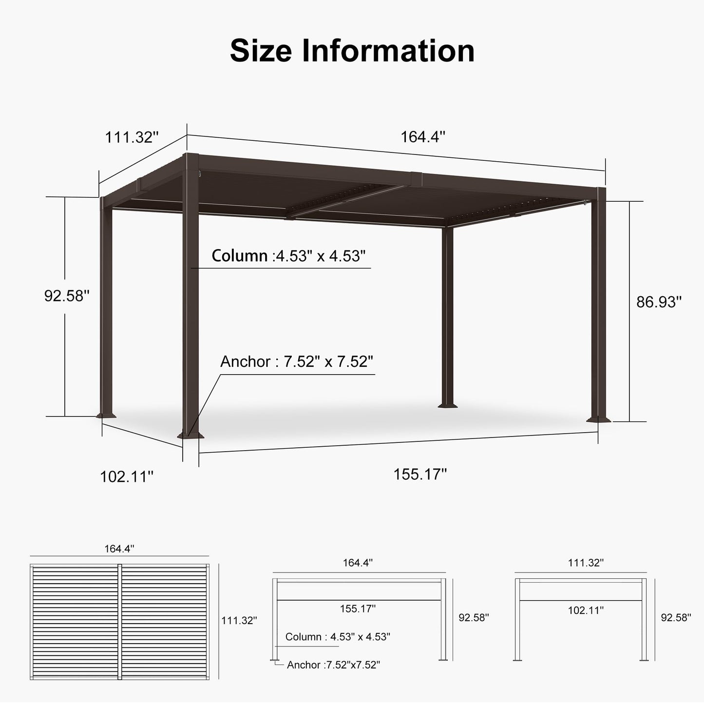 PURPLE LEAF 10' x 10' Louvered Pergola – Bronze
