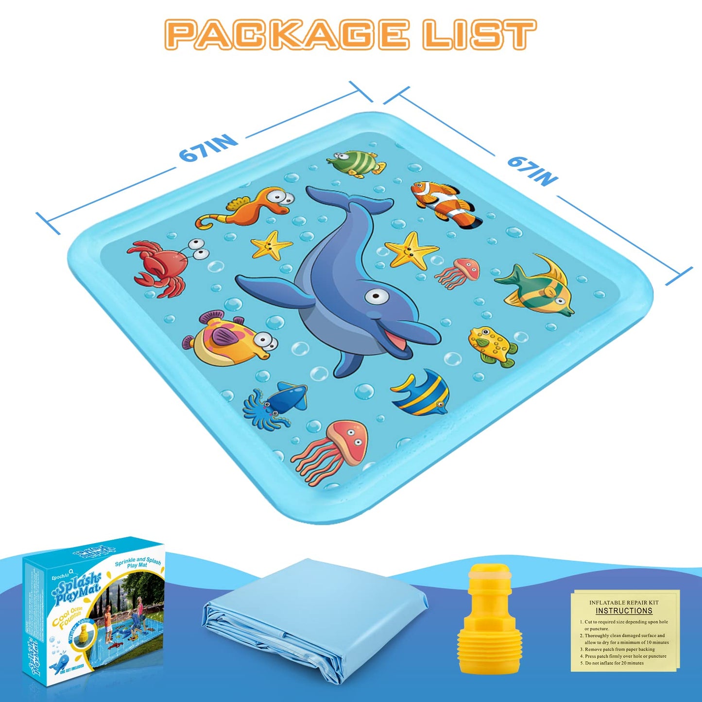 Growsland Kids Splash Pad Sprinkler Pool – 67"
