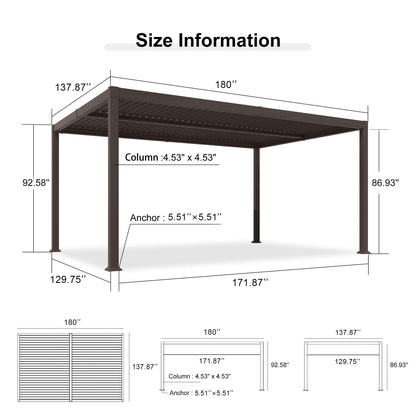 PURPLE LEAF 10' x 10' Louvered Pergola – Bronze