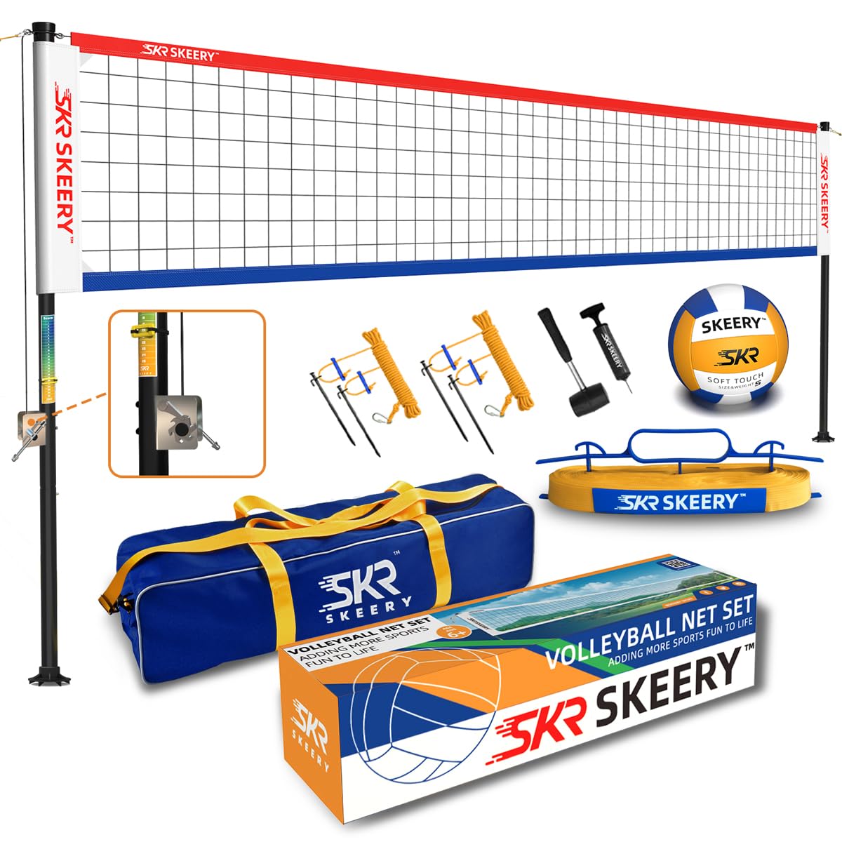 SKEERY Outdoor Volleyball Net Set – 32FT