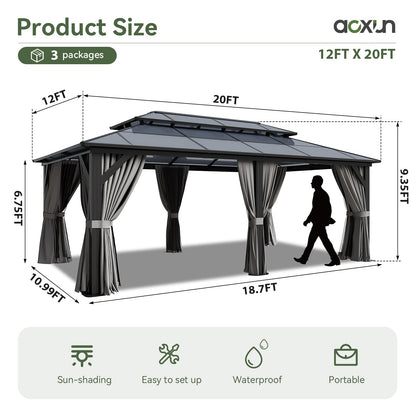 Aoxun 12' x 10' Hardtop Outdoor Gazebo