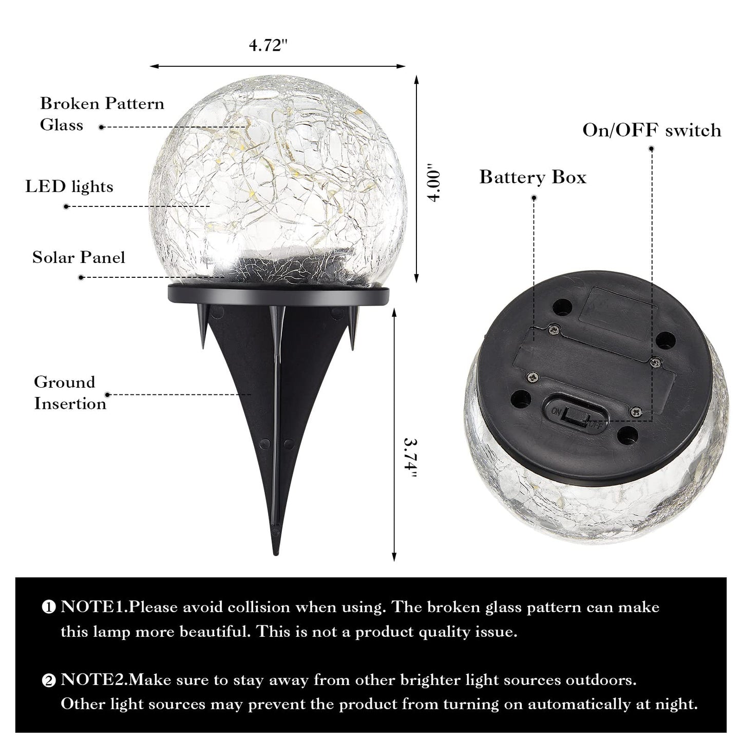 Honoson Solar Globe Garden Lights – 4 Pack