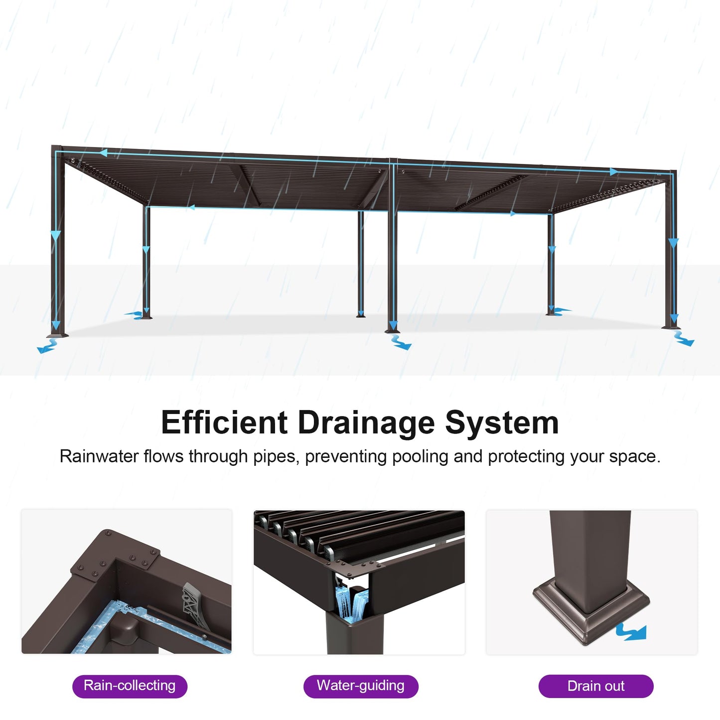 PURPLE LEAF 10' x 10' Louvered Pergola – Bronze