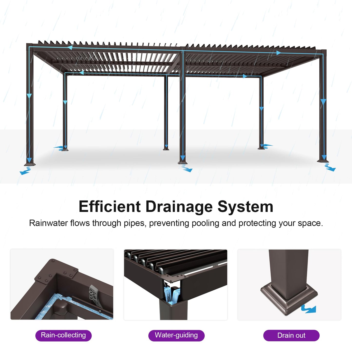 PURPLE LEAF 10' x 10' Louvered Pergola – Bronze