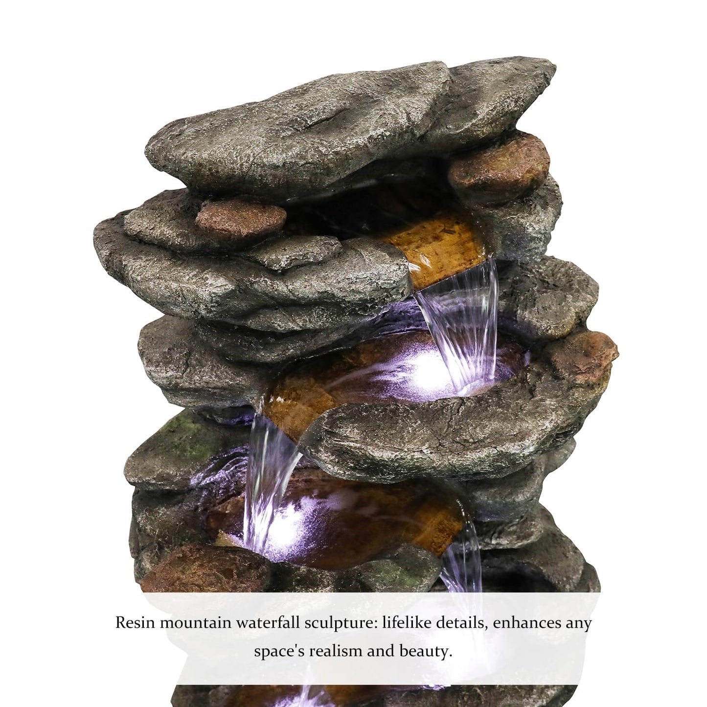 SunJet 6-Tier Outdoor Water Fountain with LED Lights