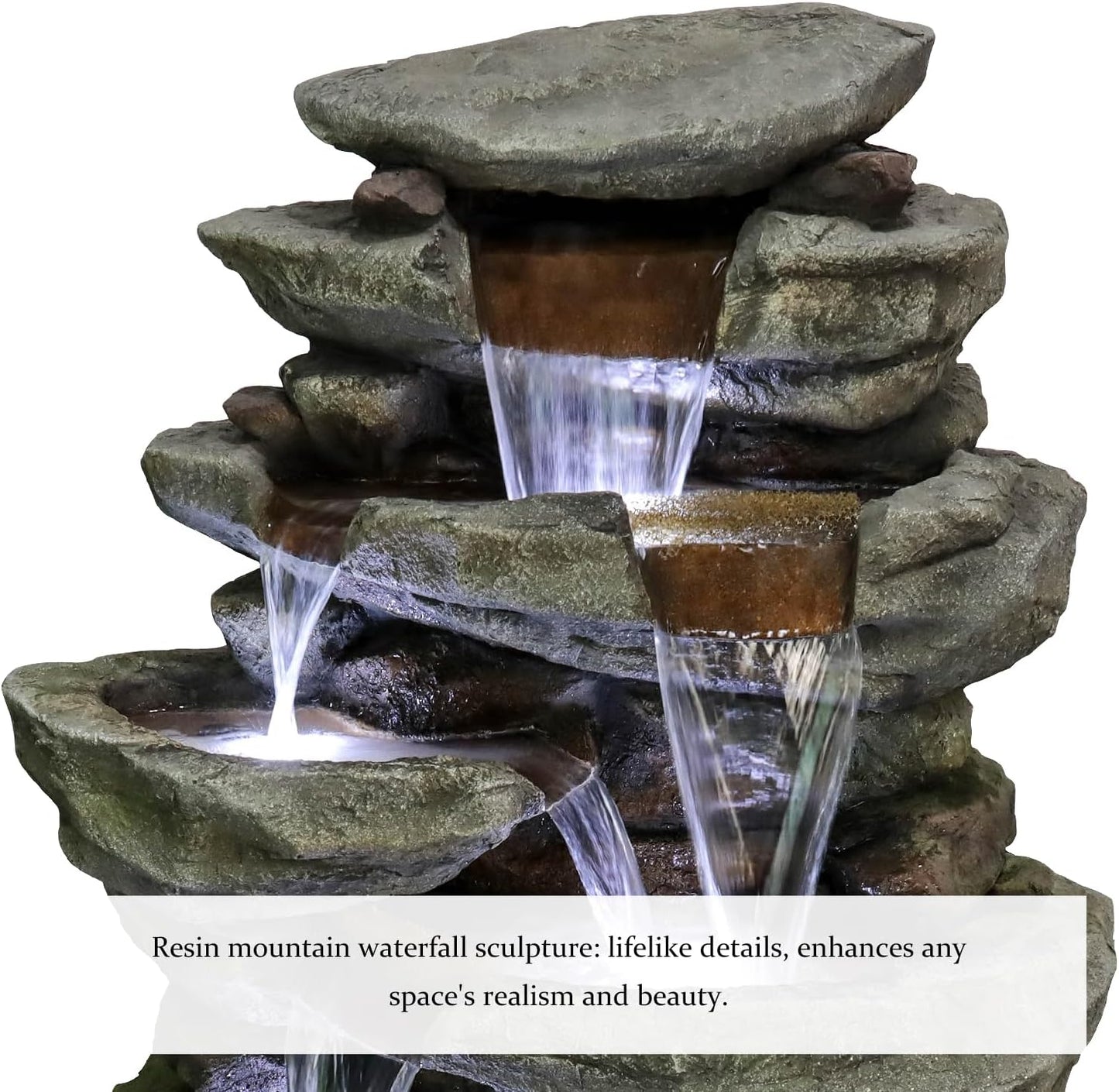 SunJet 6-Tier Outdoor Water Fountain with LED Lights