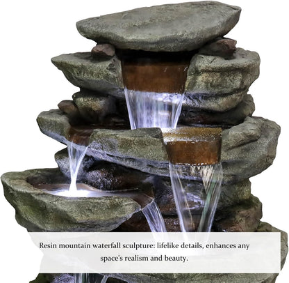 SunJet 6-Tier Outdoor Water Fountain with LED Lights