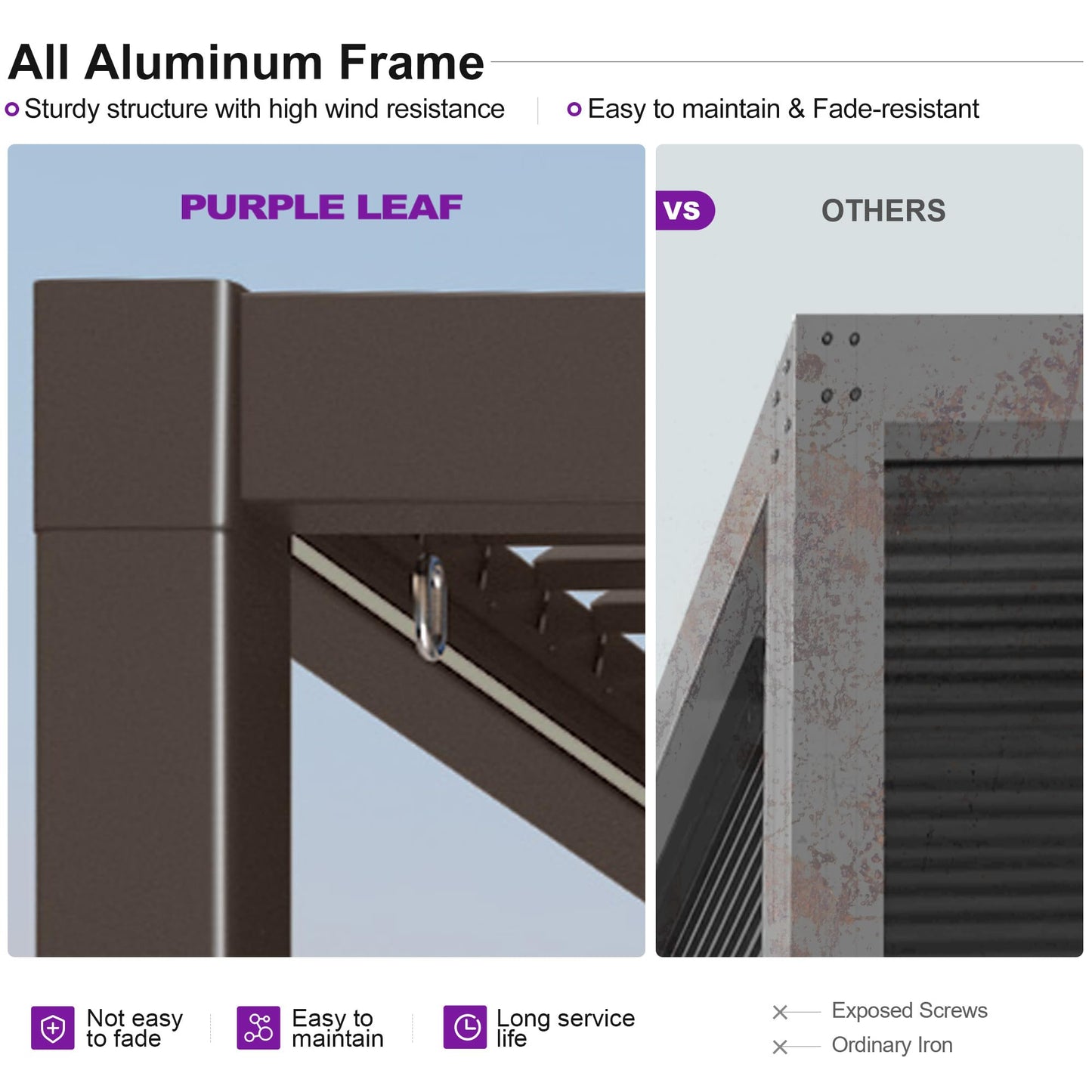 PURPLE LEAF 10' x 10' Louvered Pergola – Bronze