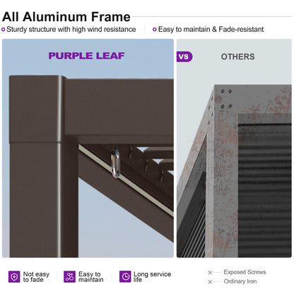 PURPLE LEAF 10' x 10' Louvered Pergola – Bronze