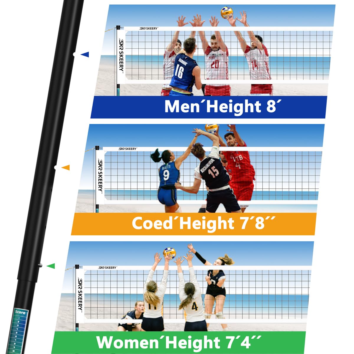 SKEERY Outdoor Volleyball Net Set – 32FT