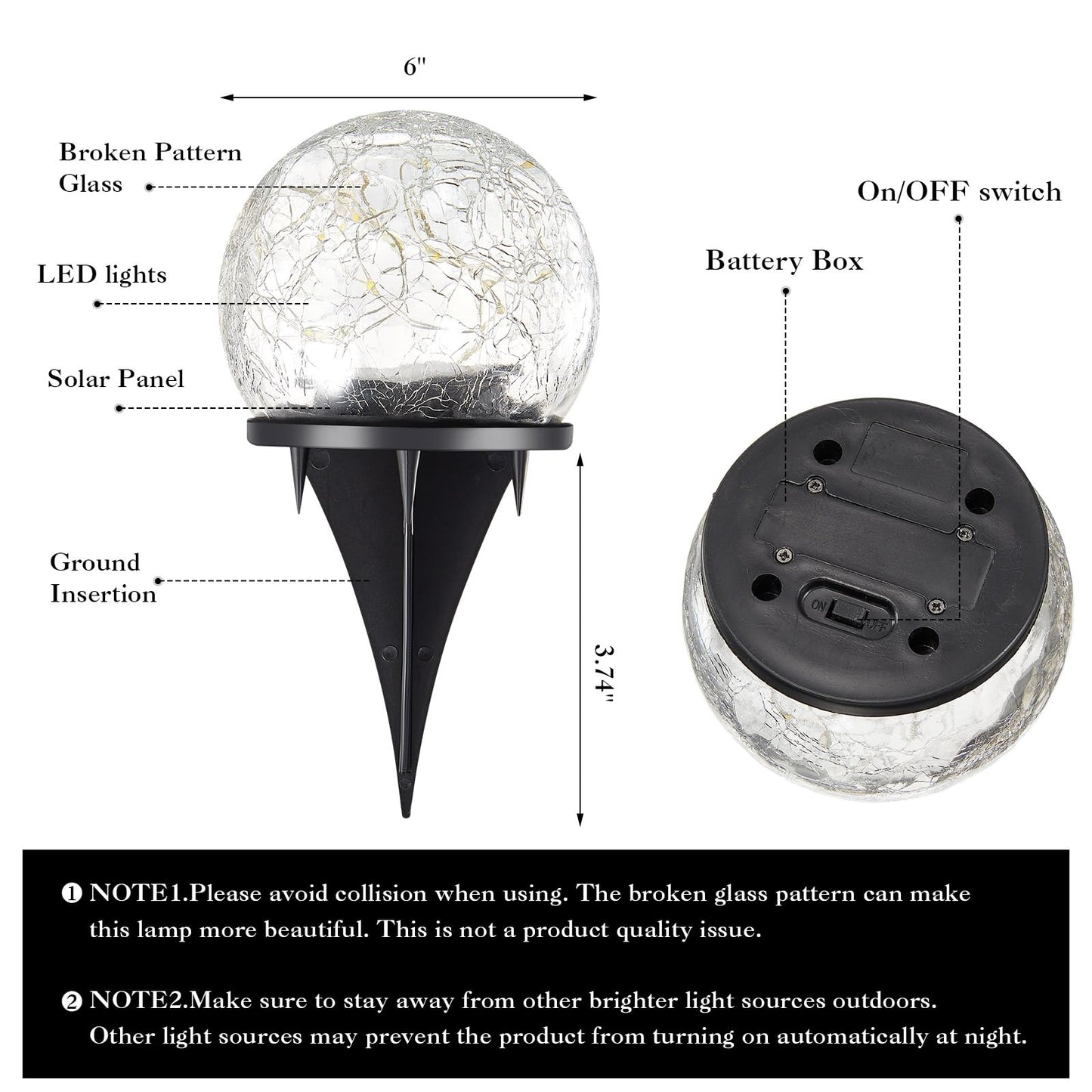 Honoson Solar Globe Garden Lights – 4 Pack