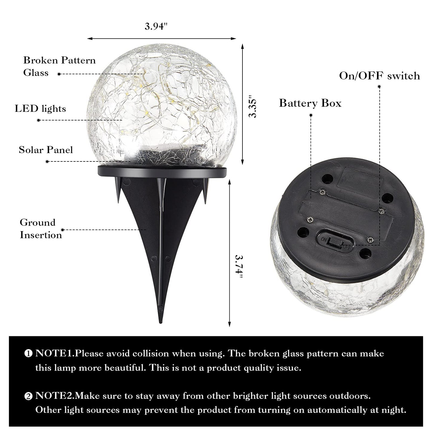 Honoson Solar Globe Garden Lights – 4 Pack
