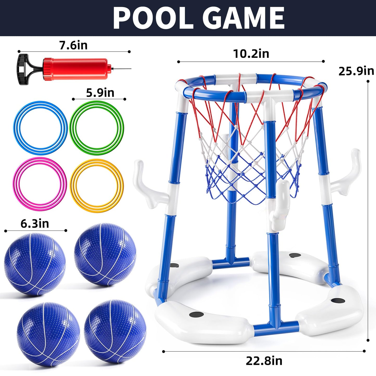 NIPLOOOW Floating Pool Basketball Hoop Game