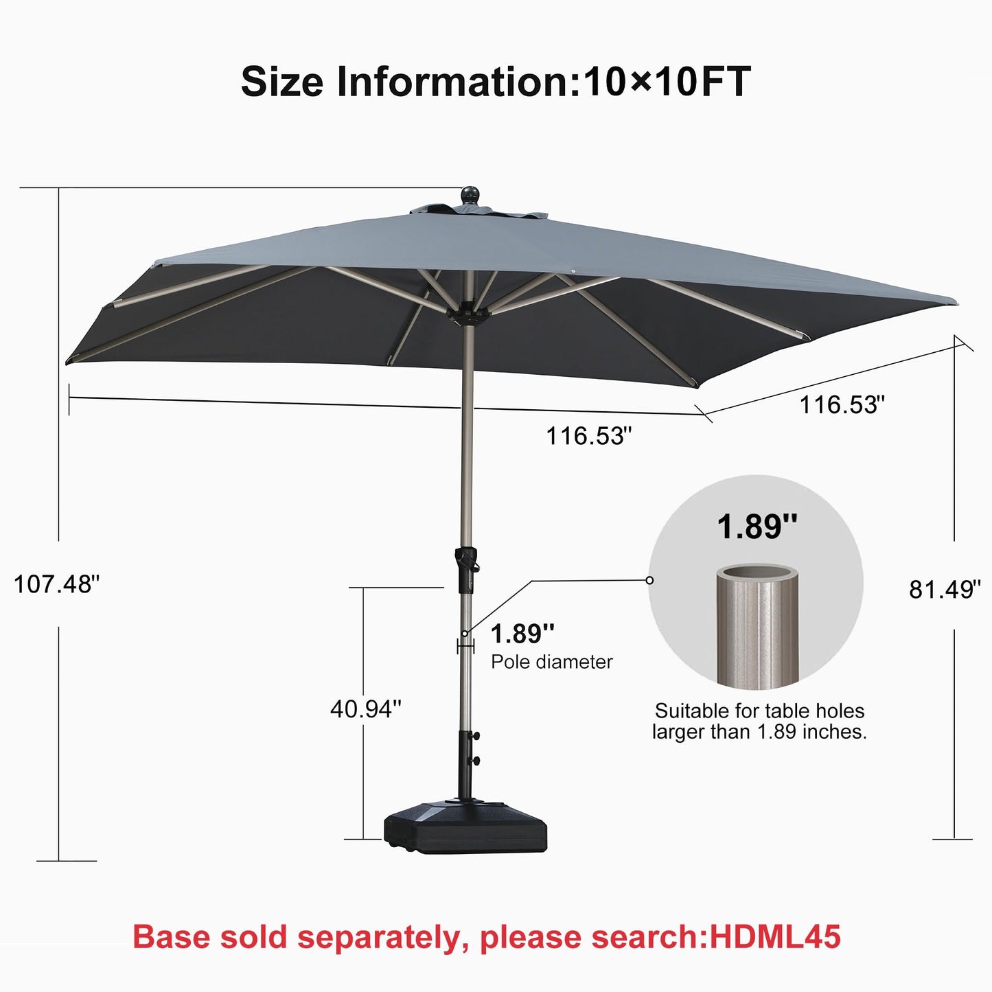 PURPLE LEAF 10' Round Patio Umbrella – Taupe