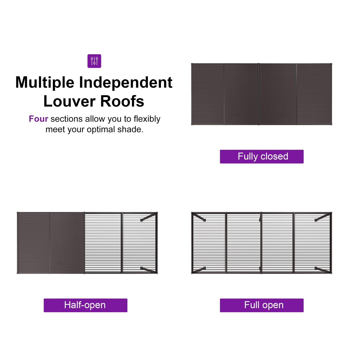 PURPLE LEAF 10' x 10' Louvered Pergola – Bronze