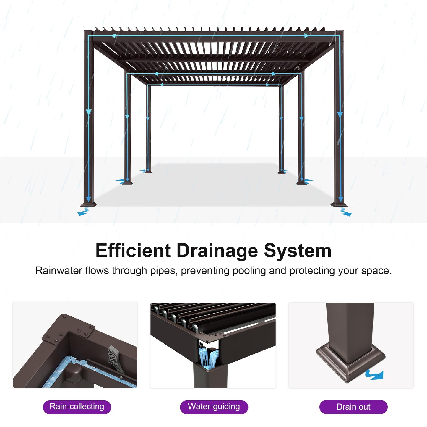 PURPLE LEAF 10' x 10' Louvered Pergola – Bronze
