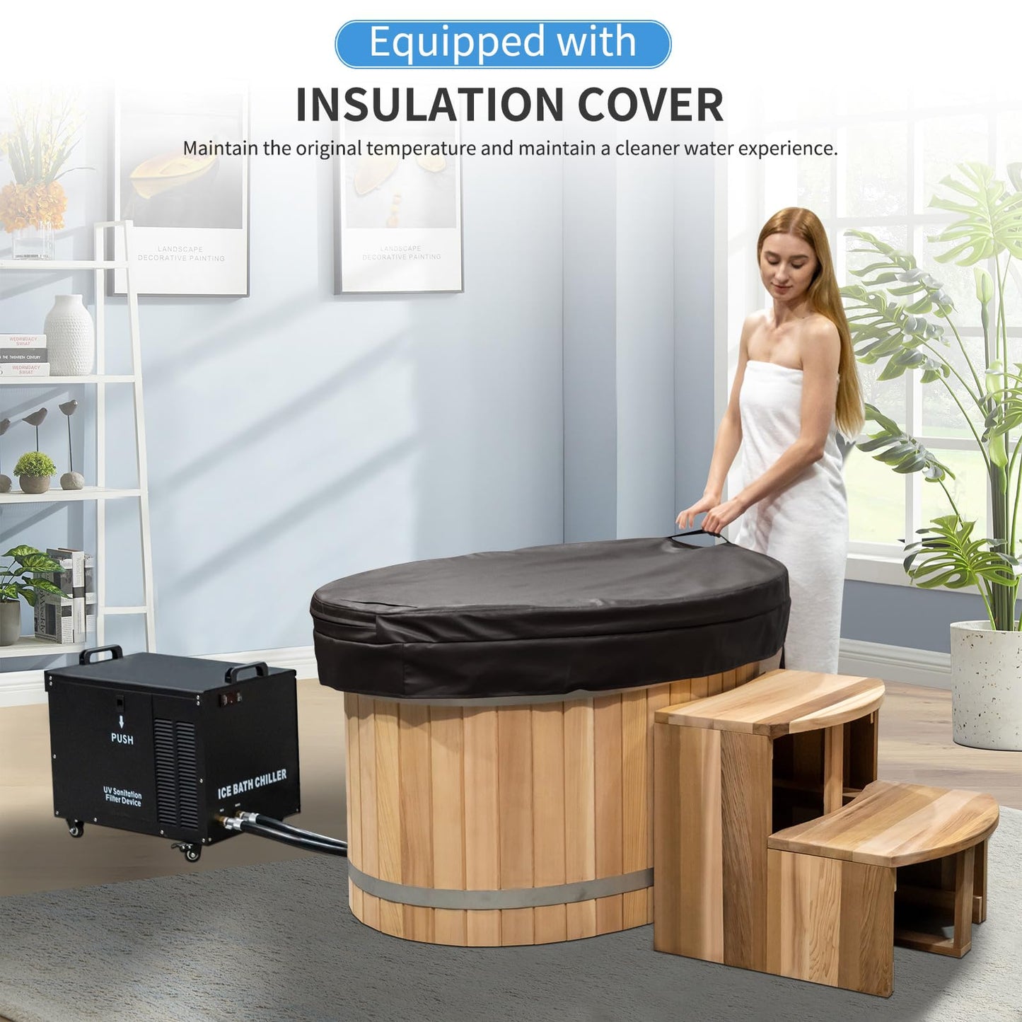 AURGOD Cedar Cold Plunge Tub with Chiller