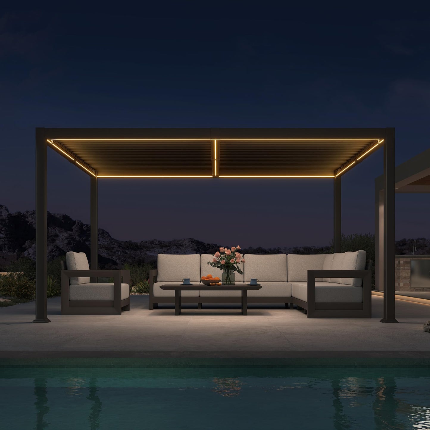 PURPLE LEAF 10' x 10' Louvered Pergola – Bronze