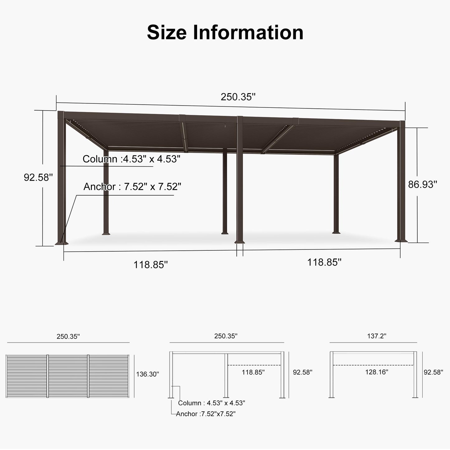 PURPLE LEAF 10' x 10' Louvered Pergola – Bronze