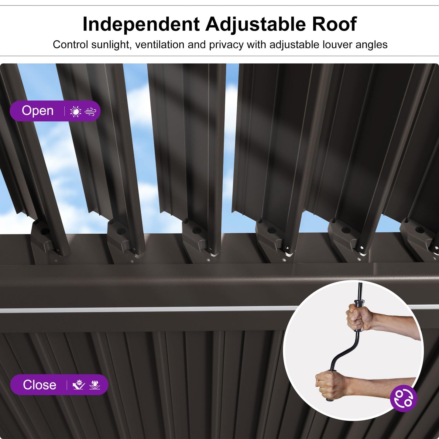 PURPLE LEAF 10' x 10' Louvered Pergola – Bronze