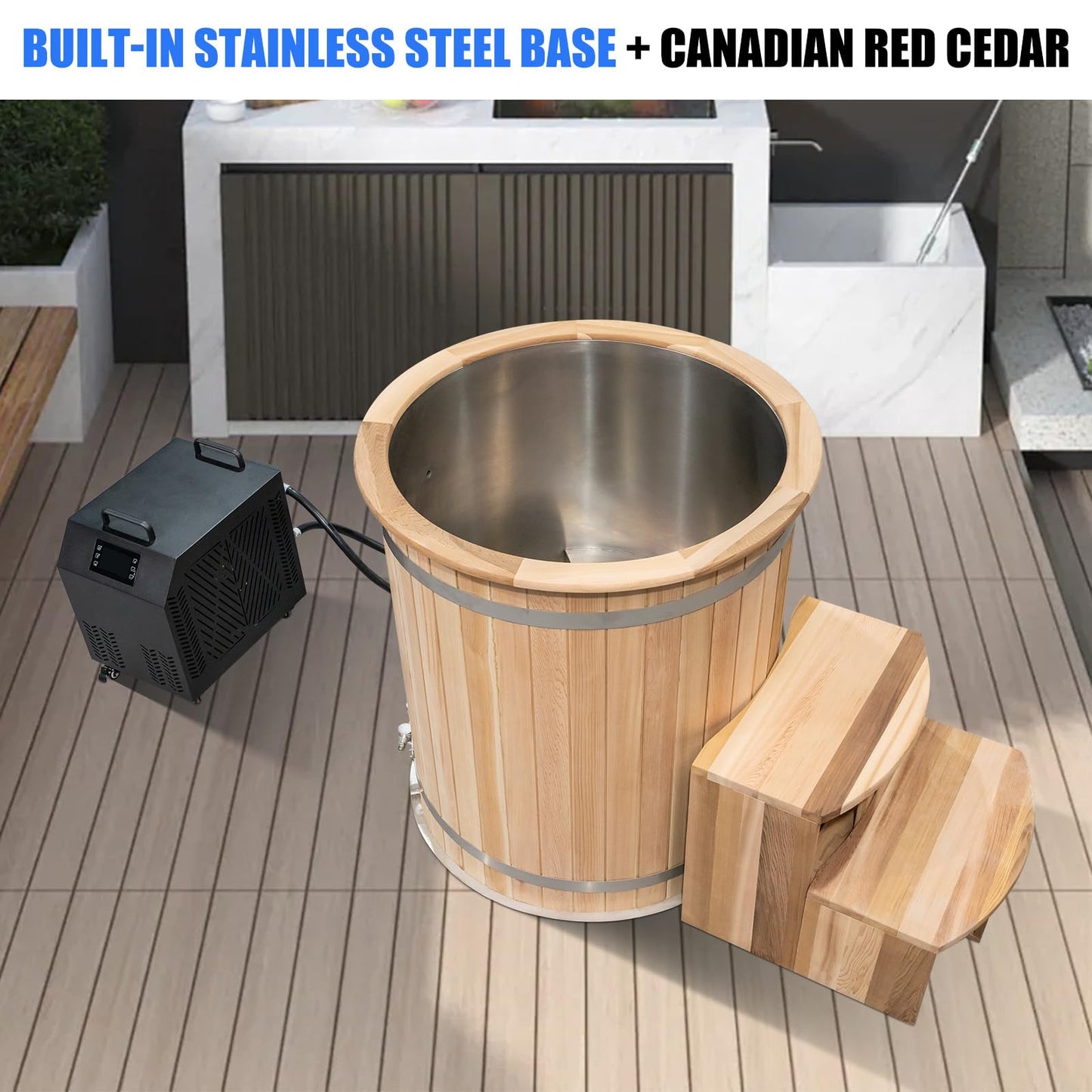 AURGOD Cedar Cold Plunge Tub with Chiller