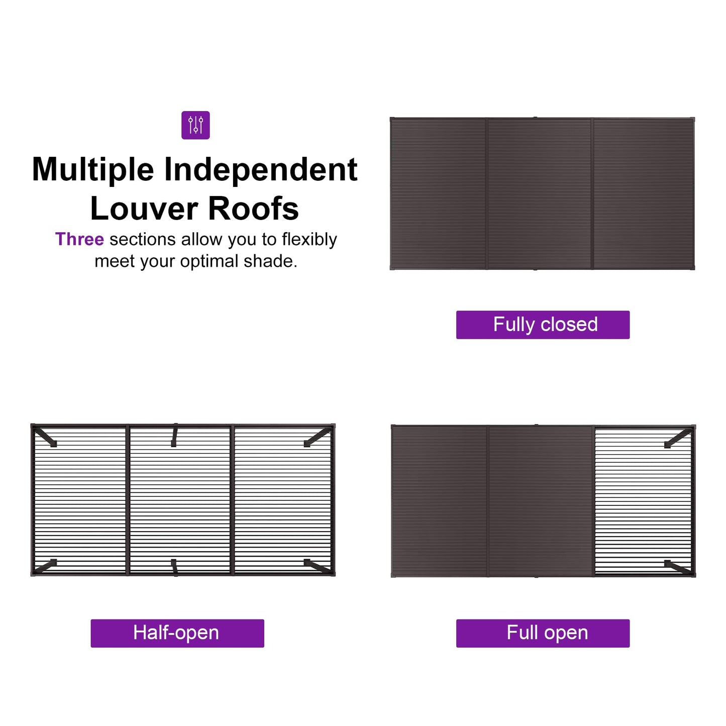 PURPLE LEAF 10' x 10' Louvered Pergola – Bronze