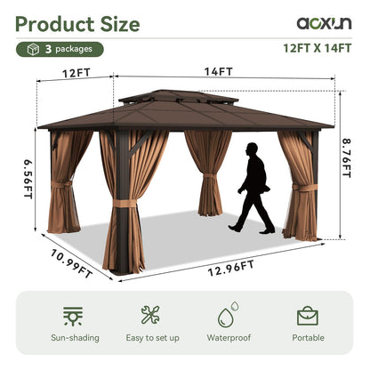 Aoxun 12' x 10' Hardtop Outdoor Gazebo