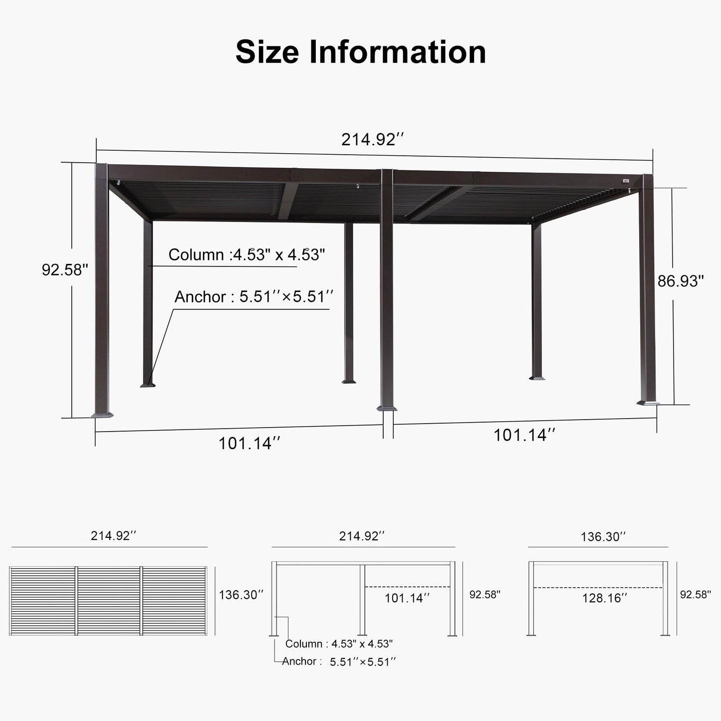 PURPLE LEAF 10' x 10' Louvered Pergola – Bronze