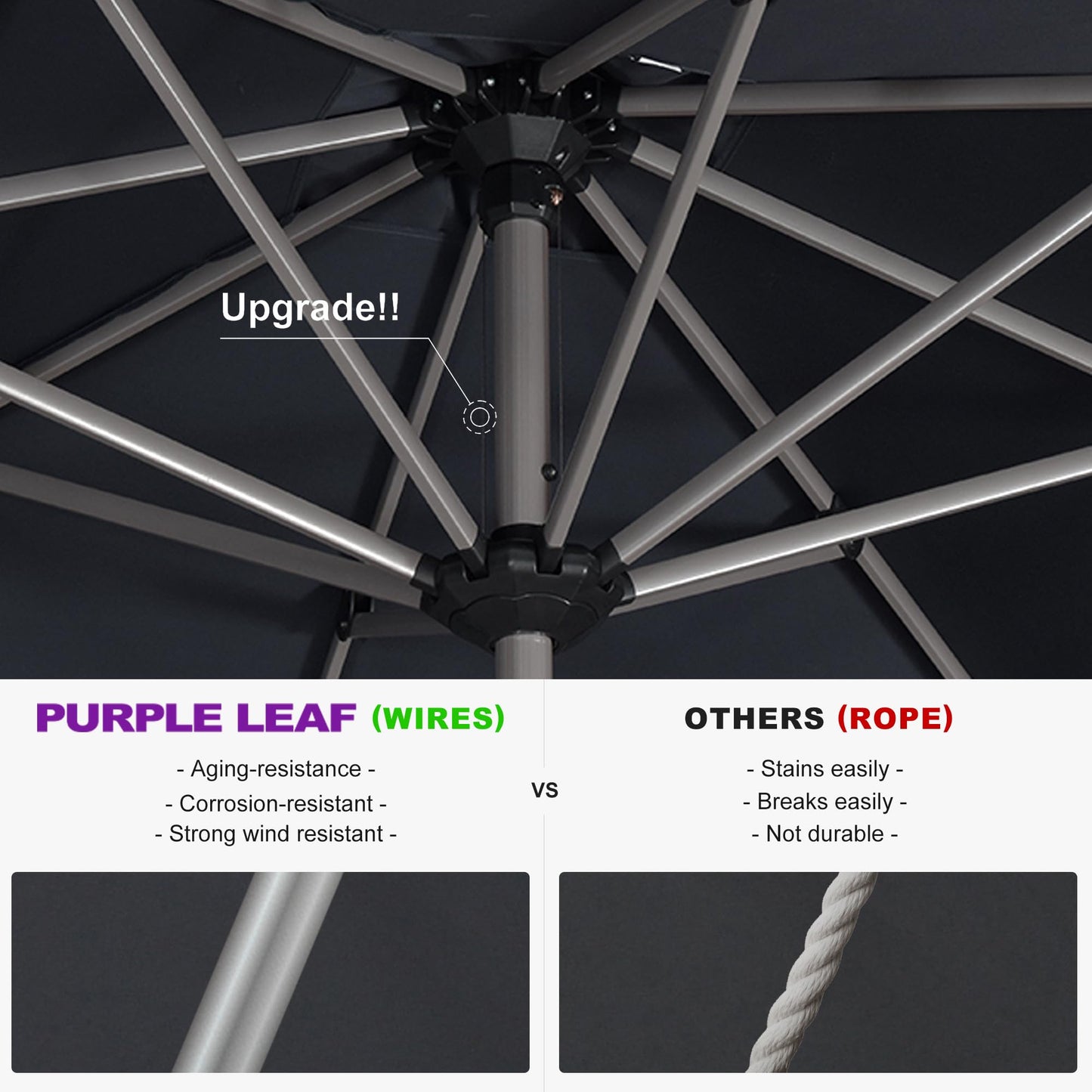 PURPLE LEAF 10' Round Patio Umbrella – Taupe