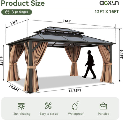 Aoxun 12' x 10' Hardtop Outdoor Gazebo