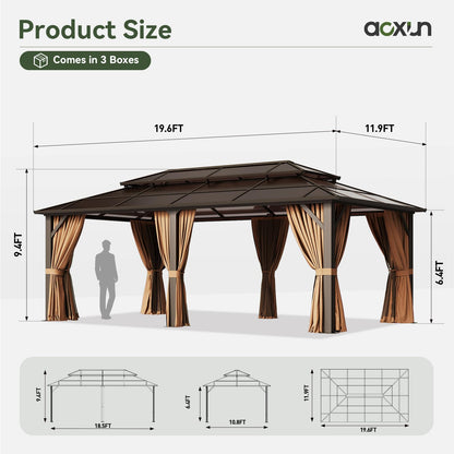 Aoxun 12' x 10' Hardtop Outdoor Gazebo