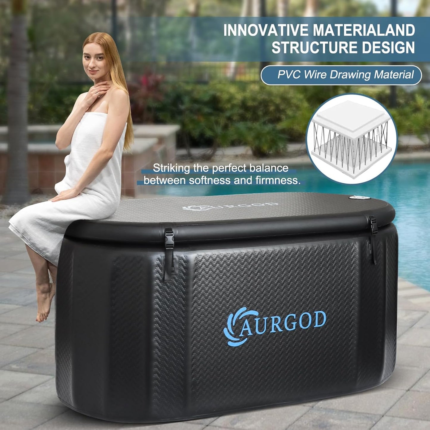 AURGOD Inflatable Cold Plunge Tub – 238 Gallon