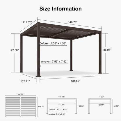 PURPLE LEAF 10' x 10' Louvered Pergola – Bronze