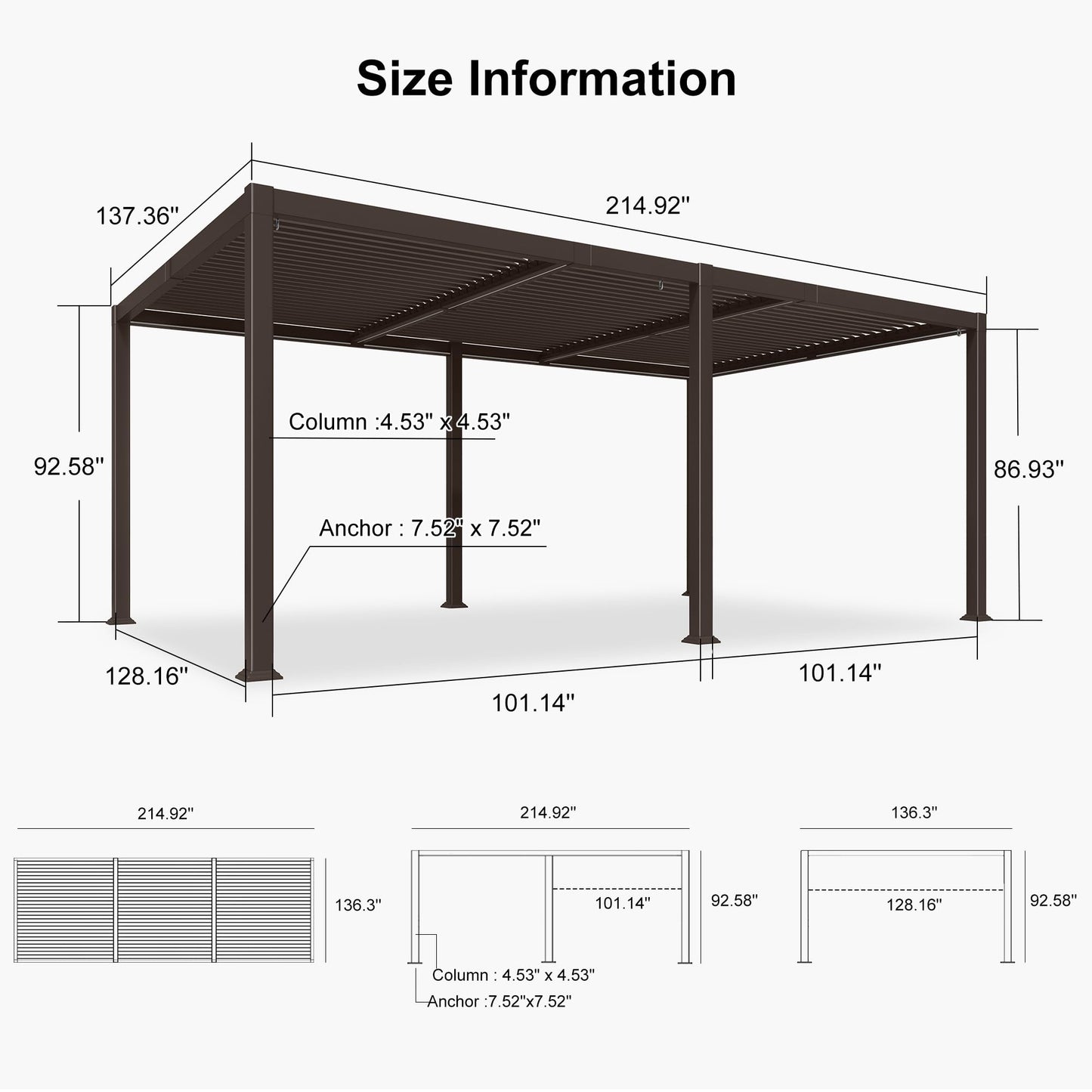 PURPLE LEAF 10' x 10' Louvered Pergola – Bronze