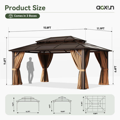 Aoxun 12' x 10' Hardtop Outdoor Gazebo