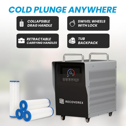 RECOVEREX Cold Plunge Tub with Chiller – 90 Gallon
