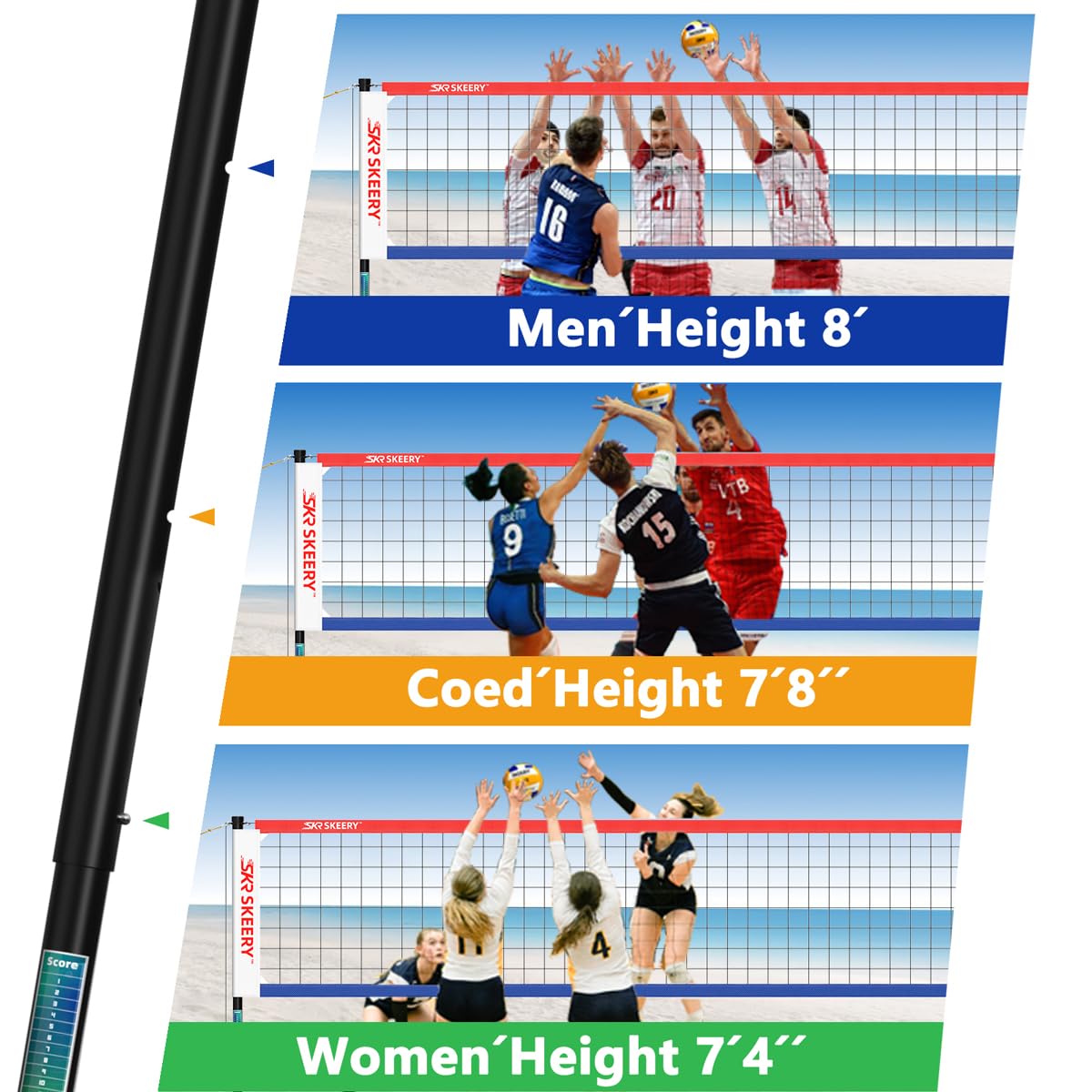 SKEERY Outdoor Volleyball Net Set – 32FT